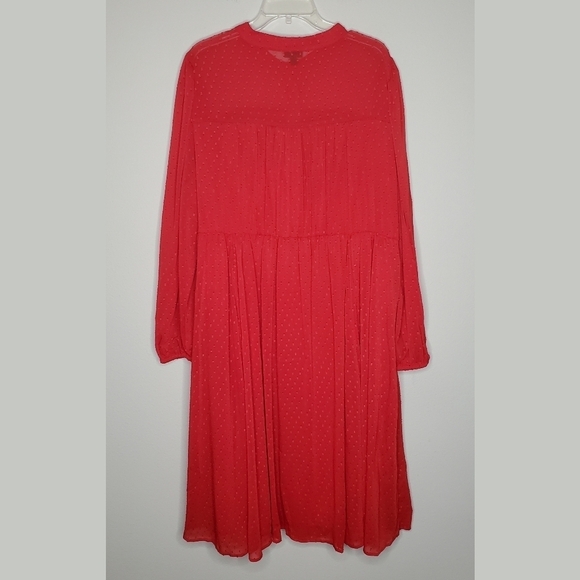 Torrid Red Love Clip Dot Print Button Front Chiffon Holiday Midi Dress - Picture 5 of 9